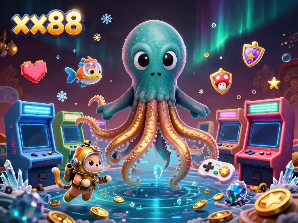Experience thrilling gameplay with xx88, featuring vibrant casino elements and a cartoon kraken.