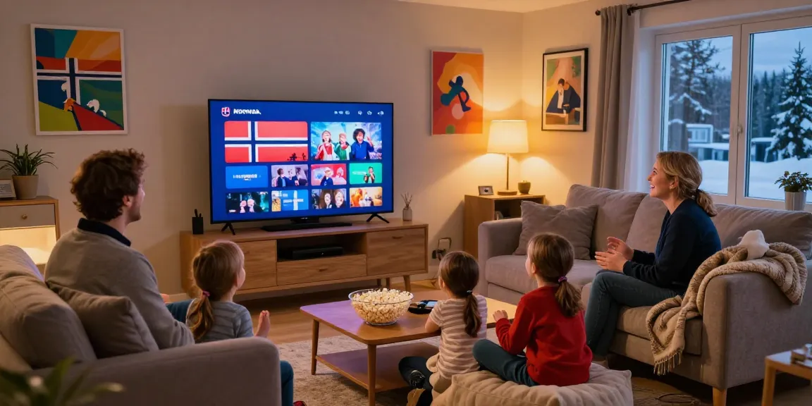 Enjoy family time while buying IPTV Norway subscription on smart TV with cozy living room setup.