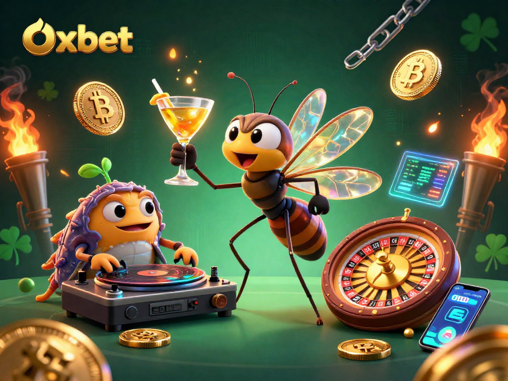 Play at Oxbet to experience thrilling gaming with animated casino characters and crypto elements.