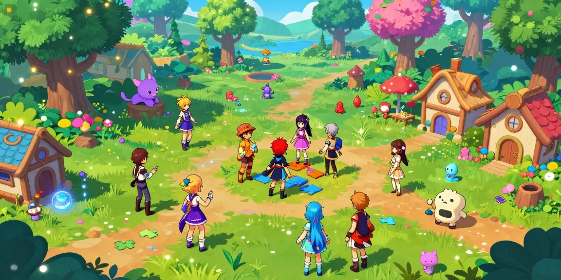 Engaging scene showcasing femboy hentai games in a colorful fantasy world.