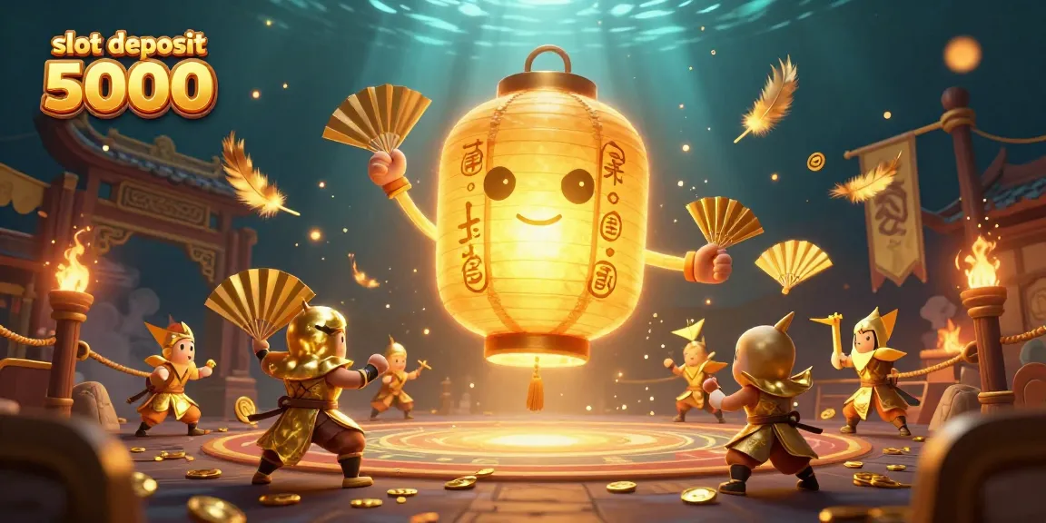 Spin to win with slot deposit 5000 at an enchanting night market casino scene.