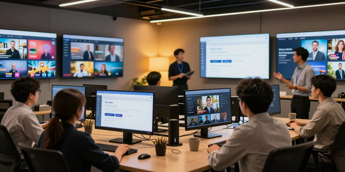 Trusted IPTV services provider discussing options with clients in a local business setting.