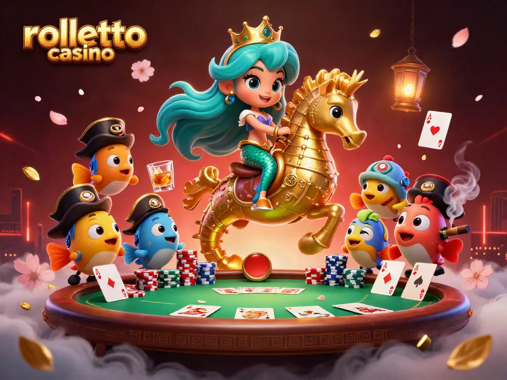 Experience the excitement of rolletto casino with colorful characters and dramatic poker elements.
