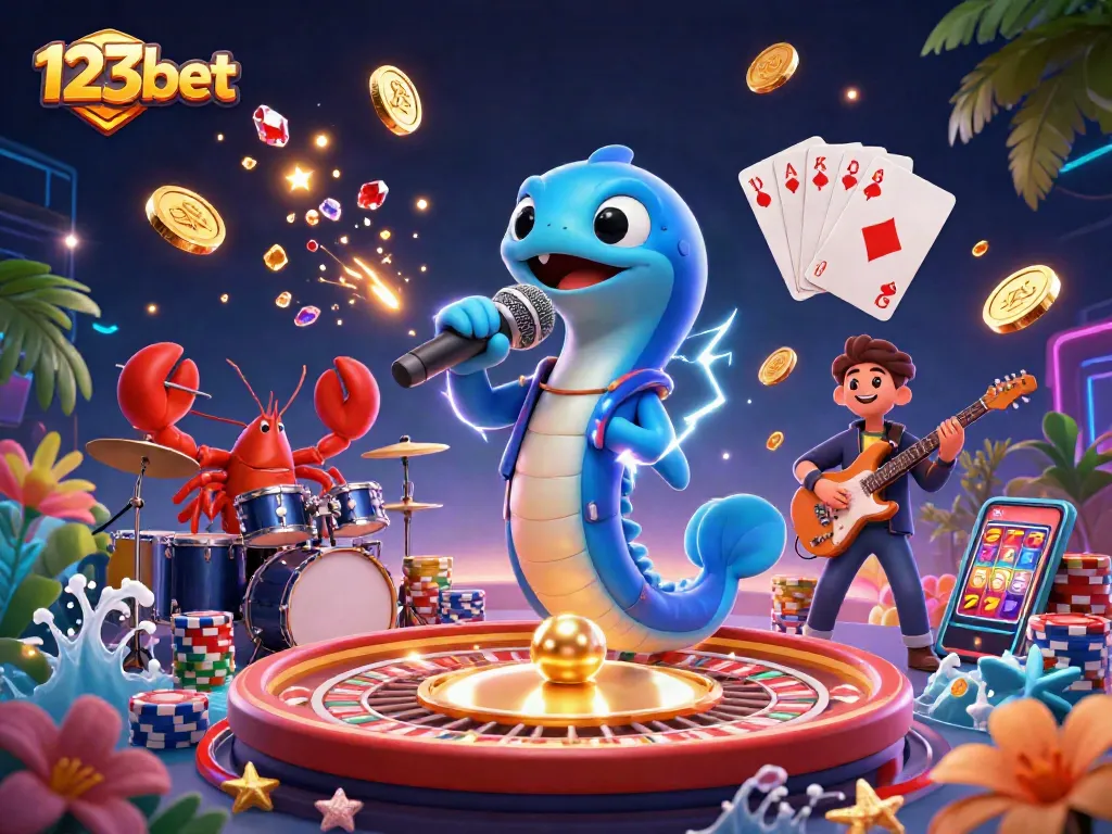 Engage with thrilling 123bet gaming experience featuring vibrant characters in a casino setup.