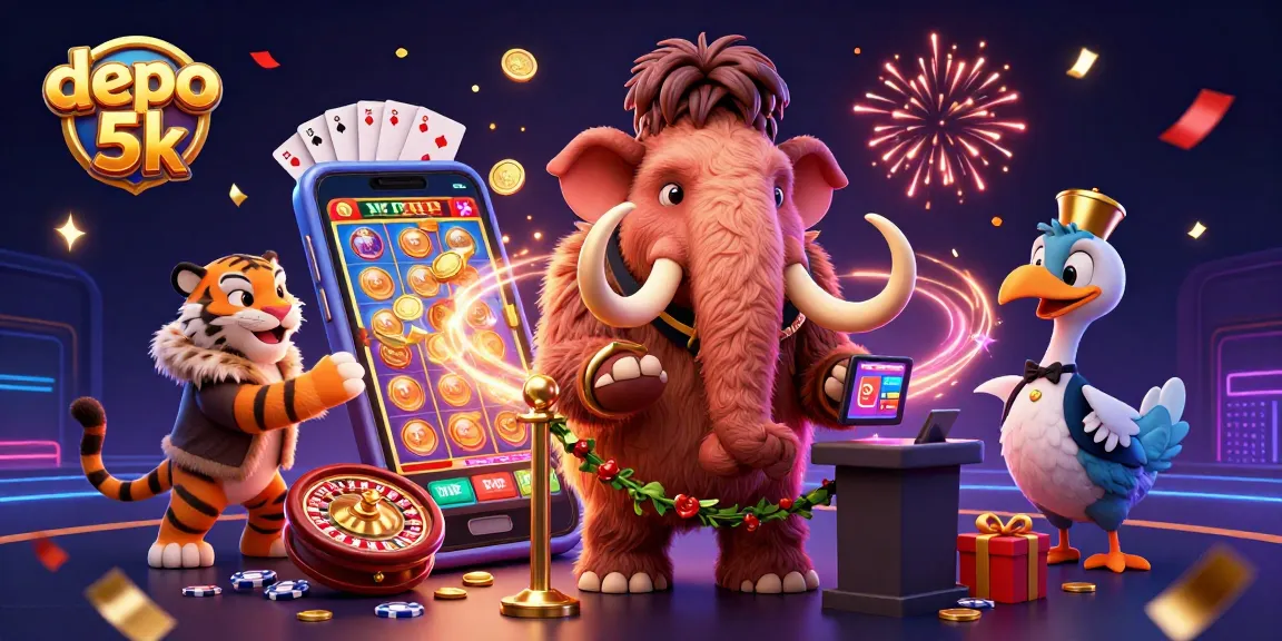 Experience the excitement of depo 5k through vibrant online slots and energetic casino characters.